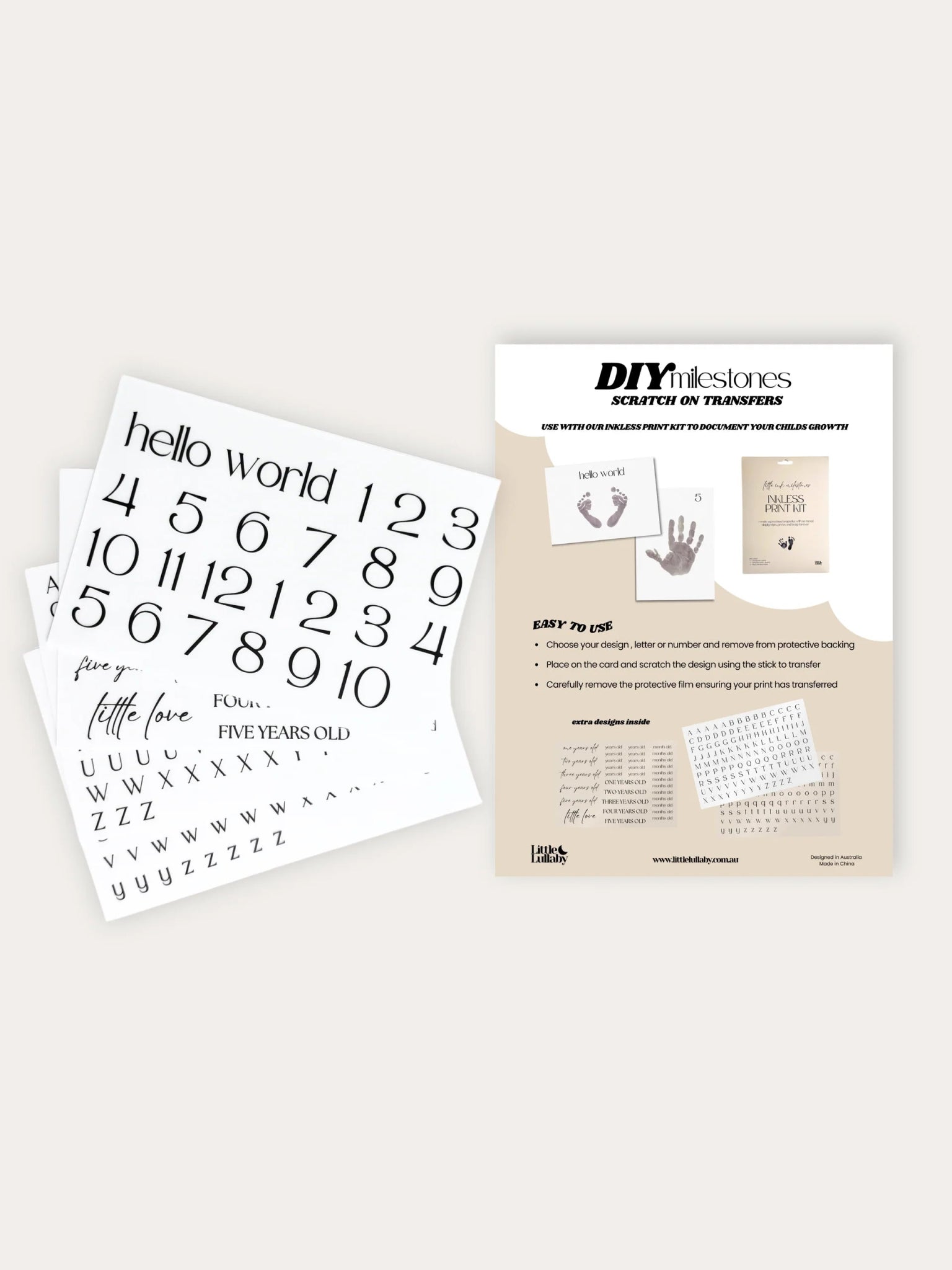DIY Milestones - Scratch On Transfers - The Birth Store - Little Lullaby