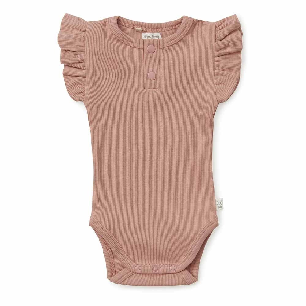 Short Sleeve Organic Bodysuit Ribbed with Frill - The Birth Store - Snuggle Hunny