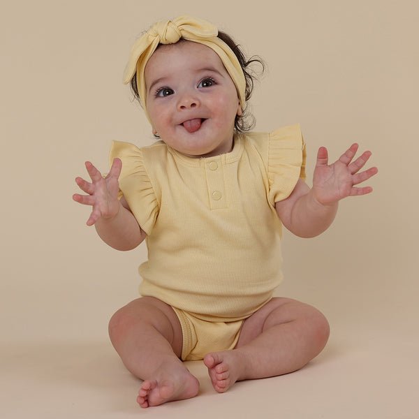 Short Sleeve Organic Bodysuit Ribbed with Frill - The Birth Store - Snuggle Hunny