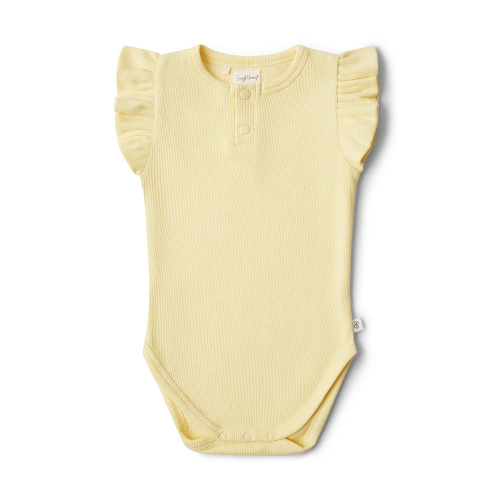 Short Sleeve Organic Bodysuit Ribbed with Frill - The Birth Store - Snuggle Hunny